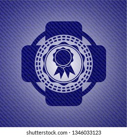 ribbon icon inside denim background