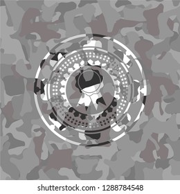 ribbon icon inside grey camo texture
