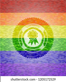 ribbon icon inside lgbt colors emblem 