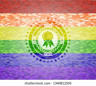 ribbon icon inside lgbt colors emblem 