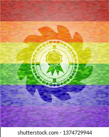 ribbon icon inside lgbt colors emblem 