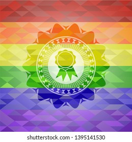 ribbon icon inside lgbt colors emblem 