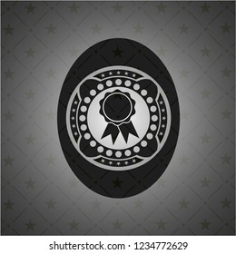 ribbon icon inside realistic dark emblem