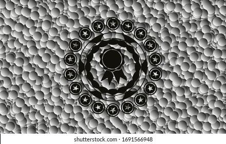 icono de cinta dentro de un emblema oscuro realista con fondo de burbujas grises. Ilustración vectorial. Detallado. 