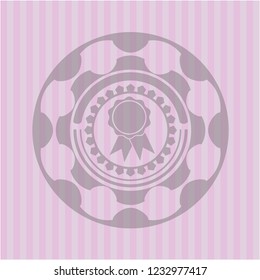 ribbon icon inside realistic pink emblem