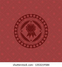 ribbon icon inside realistic red emblem
