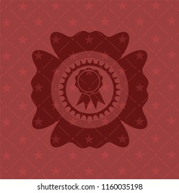 ribbon icon inside red emblem. Vintage.