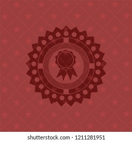 ribbon icon inside red emblem. Retro