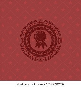 ribbon icon inside red emblem. Retro