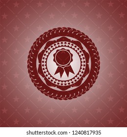 ribbon icon inside red emblem. Vintage.