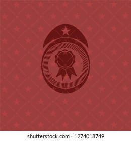 ribbon icon inside red emblem. Vintage.