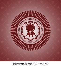 ribbon icon inside red emblem. Retro