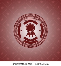 ribbon icon inside red emblem. Vintage.