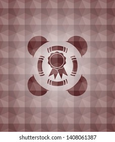 ribbon icon inside red geometric badge. Seamless.