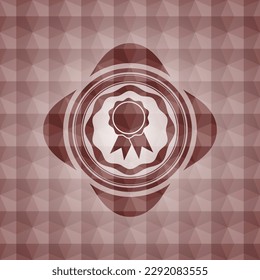 icono de cinta dentro del emblema de patrón geométrico rojo. Sin inconveniente. 