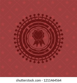 ribbon icon inside retro red emblem