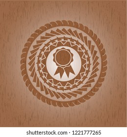 ribbon icon inside retro style wood emblem