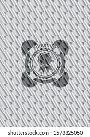 ribbon icon inside shiny silver emblem. Scales pattern. Vector Illustration. Detailed.