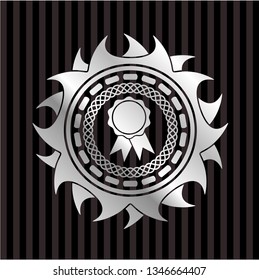 ribbon icon inside silver badge