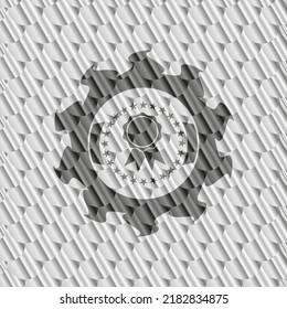 Bandsymbol in silberglänzendem Emblem. Skaliert Muster. Vektorgrafik. Detaillierte Angaben. 
