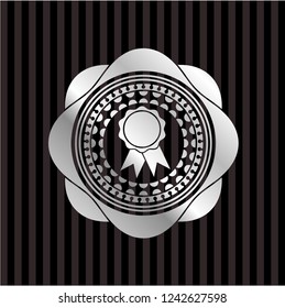 ribbon icon inside silvery emblem