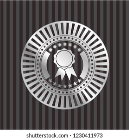 ribbon icon inside silvery shiny emblem