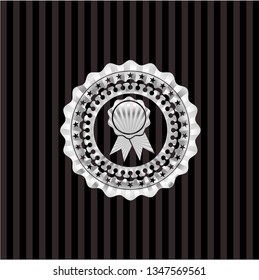 ribbon icon inside silvery shiny emblem