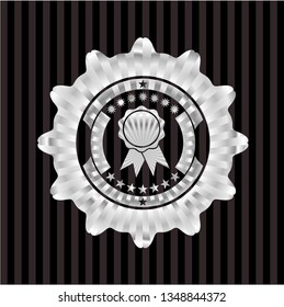 ribbon icon inside silvery shiny badge