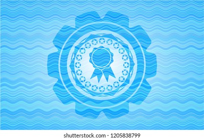 ribbon icon inside water representation badge background.