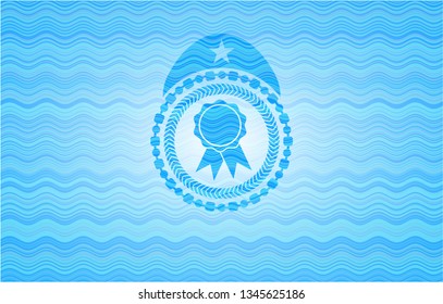 ribbon icon inside water representation badge background.
