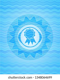 ribbon icon inside water representation badge background.
