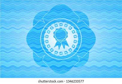 ribbon icon inside water style badge.