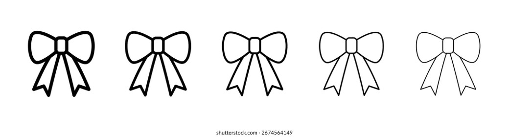 Ribbon icon logo in stroke lines collection