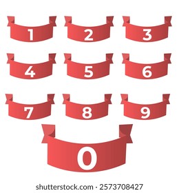 ribbon icon with numbers from 0 to 10 on white background
red ribbon with numbers vector