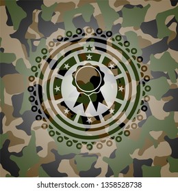 ribbon icon on camouflaged texture