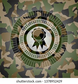 ribbon icon on camouflaged texture