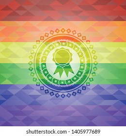 ribbon icon on mosaic background with the colors of the LGBT flag