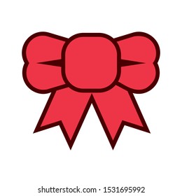 Ribbon Icon with Outline and Color Fill.