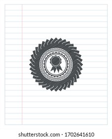 ribbon icon pencil strokes emblem. Vector Illustration. Detailed. 