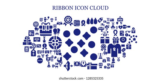  ribbon icon set. 93 filled ribbon icons. Simple modern icons about  - Confetti, Reminder, Balloon, Winner, Ribbon, Balloons, Certificate, Gift, Bow, Medal, Diploma, Tape, Badge