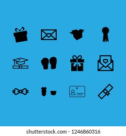 ribbon icon set about gift, bow tie, medal and id vector set