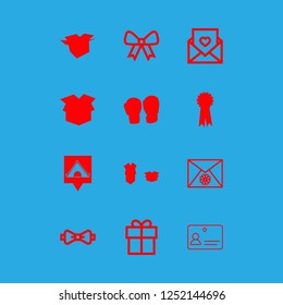 ribbon icon set about id, wedding invitation, bow and camping pin vector set