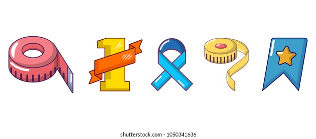 Ribbon icon set. Cartoon set of ribbon vector icons for web design isolated on white background