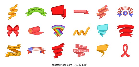 Ribbon icon set. Cartoon set of ribbon vector icons for your web design isolated on white background