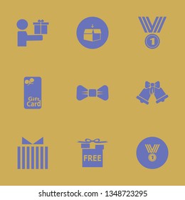 ribbon icon set with gift card, give gift and sleigh bells vector illustration