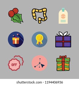 ribbon icon set. vector set about gift, id, badge and colon icons set.