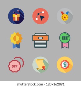 ribbon icon set. vector set about label, vector, diploma and medal icons set.