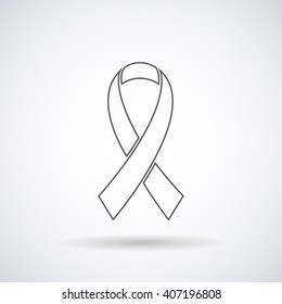 Ribbon icon silhouette,  breast cancer awareness symbol, isolated on white background, stylish vector illustration, eps10.