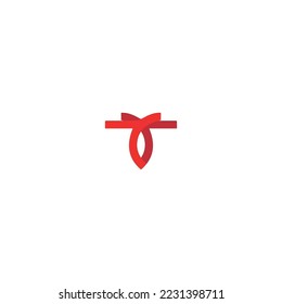 Ribbon icon. Simple style company big sale poster background symbol. Ribbon brand logo design element. Ribbon t-shirt printing. Vector for sticker.