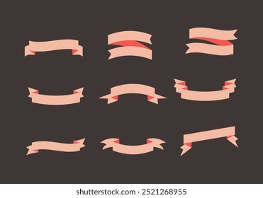 Ribbon icon symbol Flat style. collection of isolated cartoon illustrations